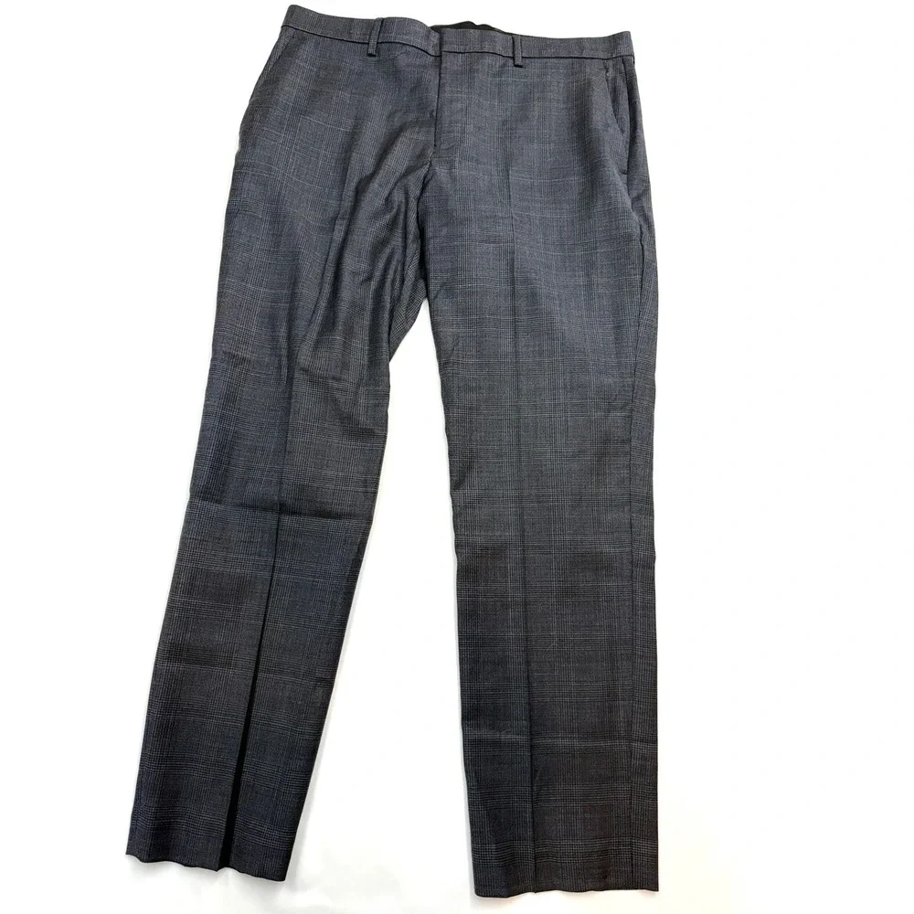 JCREW Mens 34x30 Plaid Bowery Straight Leg Wool Blend Dress Suit Pants YY19
